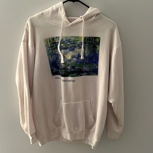White hoodie sweatshirt, Waterlillies